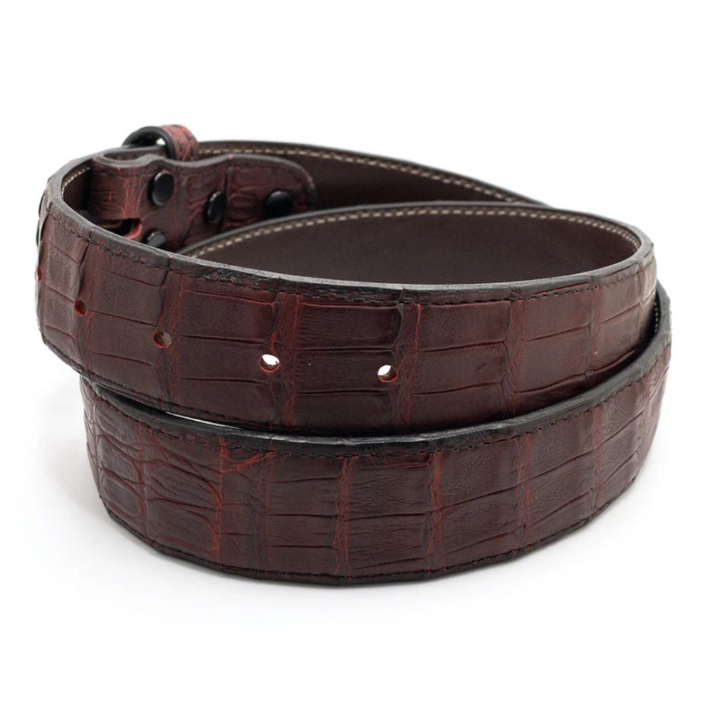 Tom Taylor Black Cherry Crocodile Belt Straps Handmade In USA Textured Size 34